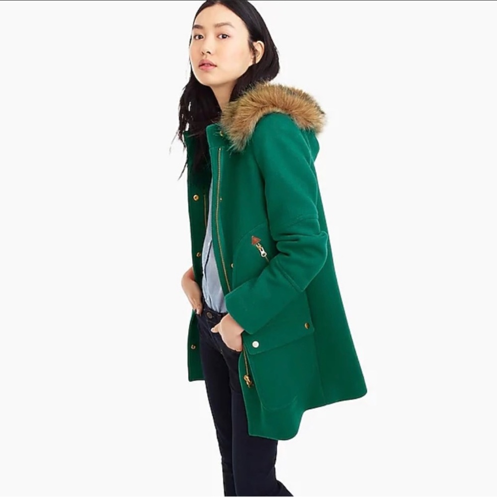 J. Crew chateau parka Italian wool 2P green